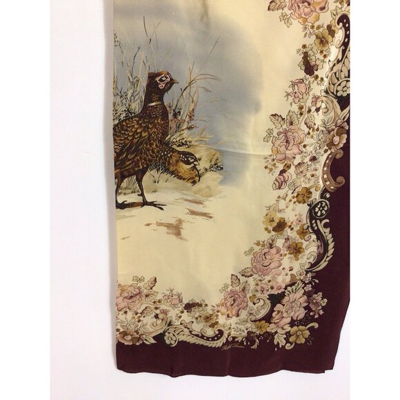Polo Ralph Lauren Silk Scarf Fall Pheasant Florals - Picture 5 of 8